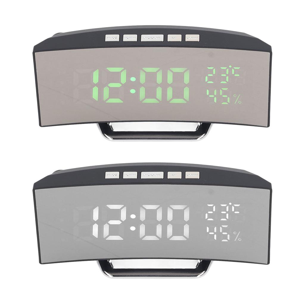 LED Digital Clock 3 Level Brightness Snooze USB Battery Powered Electronic Mirror Alarm Clock with T