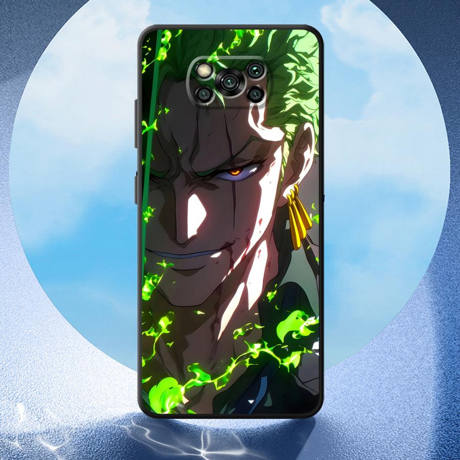 Чехол для телефона Poco C51 C61 C40 C50 F3 F7 M3 M4 Pro C75 X7 C71 X4 Pro M5s M7 X5 X3 NFC Мягкий чехол Лицо Зоро из One Piece