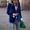JPNTKY Женские винтажные повседневные однотонные принтованные куртки и пальто с длинным рукавом и воротником-поло на осень-зиму