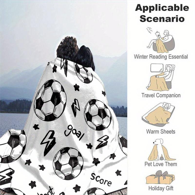 1pc. Soccer Ball Patterned Blanket - Perfect for Home, Office, Outdoor Use, Gift Idea,