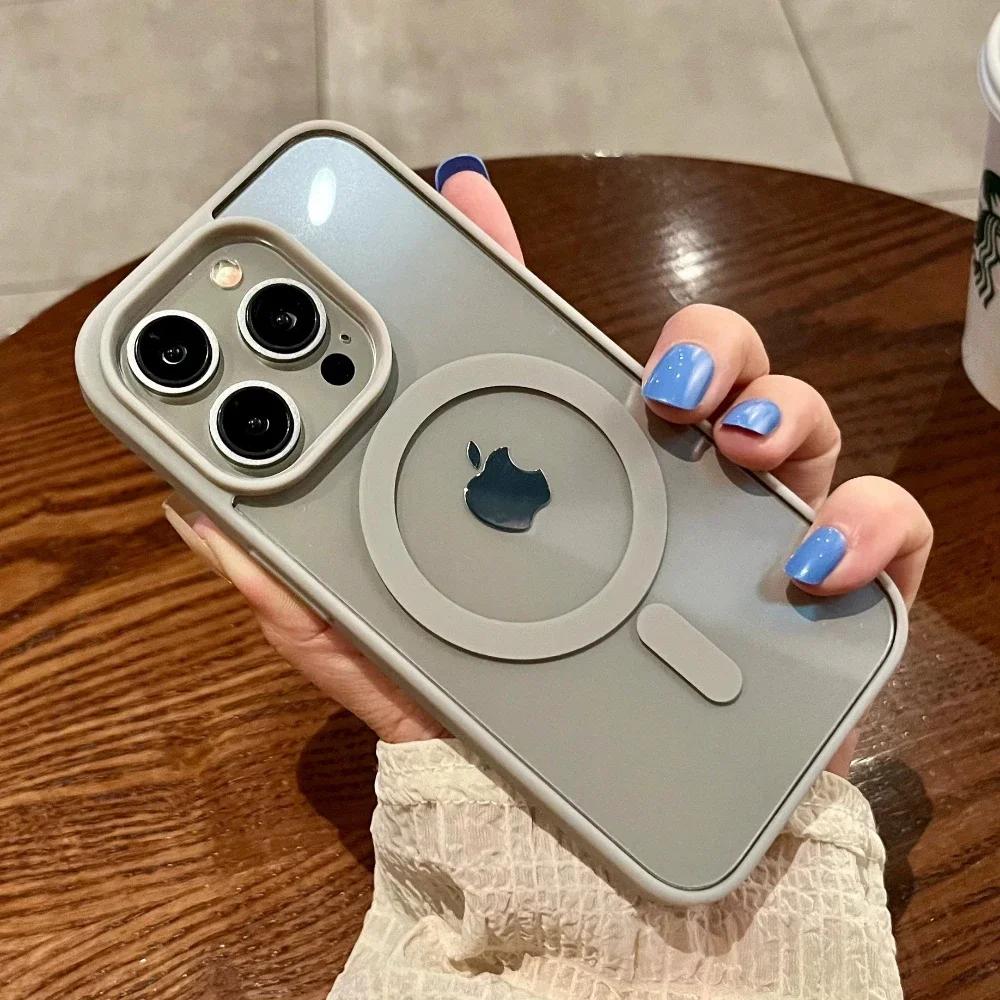 Luxury Shockproof Magsafe Wireless Charge Case for iPhone 15 Pro 14 13 12 Mini 11 X XR XS Max 8 Plus Clear Magnetic Bumper Cover