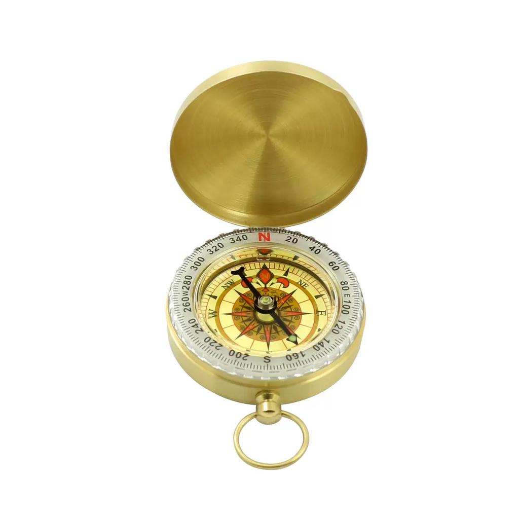 Luminous Handmade Magnetic Brass Compass for Navigation Engravable Pocket Compass for Camping Hiking with Pointer Dial Display