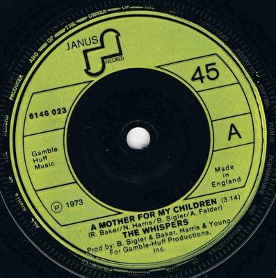 7-дюймовая пластинка WHISPERS - Мать для моих детей / Что Мор 6146023 JANUS RECORDS 1973 UK Соул/Фанк Б/У
