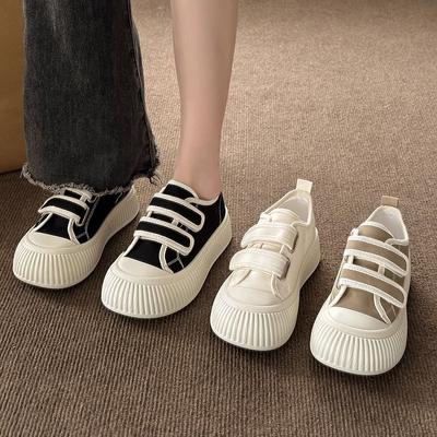 Холщовые туфли на липучке женские 2025 весна и лето новые популярные на мягкой подошве универсальные студенческие туфли-лоферы женские