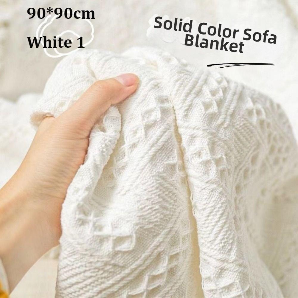 New Nordic Knitted White Sofa Towel Anti-slip with Tassels Throw Blankets Multi-purpose Luxury Bed Sofa Couch