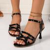 Sandals Women's New Black Fashion Stiletto High Heel Sandals with One Word Women's Shoes