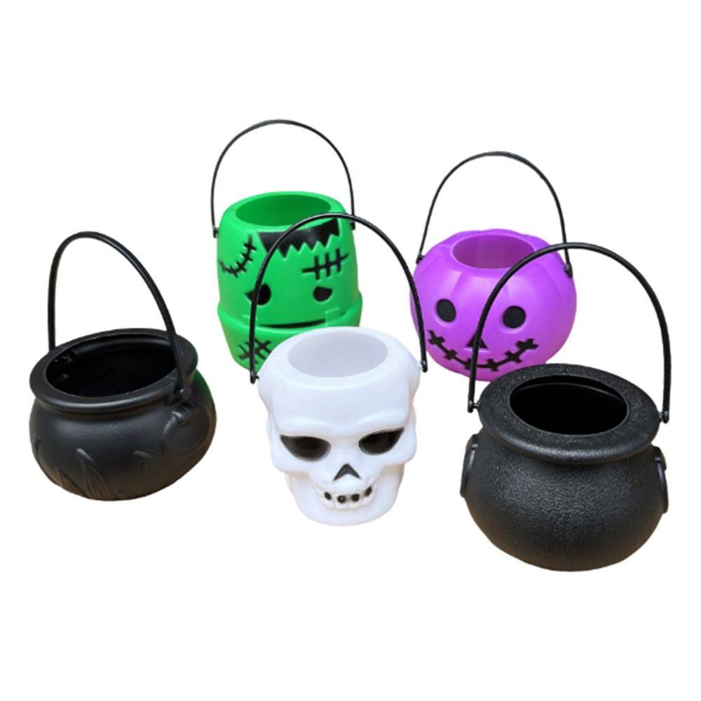 6PCS Set 6cm Size Halloween Pumpkin Jar With Lid Triangular Eyes Pumpkin Lantern Mini Basket Halloween Decoration