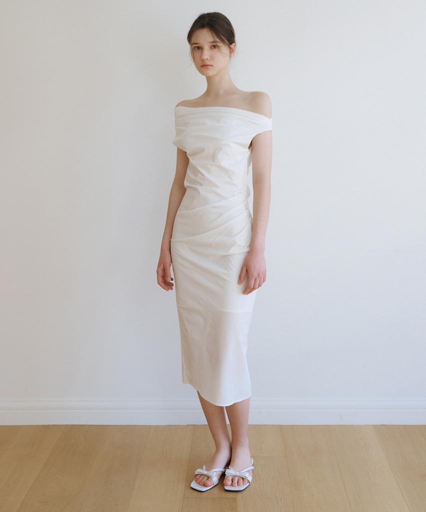 Riorg Wa Unbalanced Drape Sleeveless Ops White