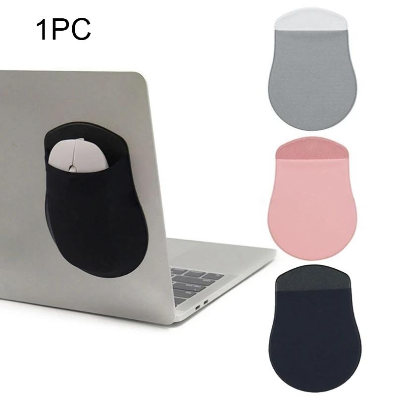 1Pc Self adhesive mouse storage bag, laptop back sticker, hard drive bag, seamless elastic Lycra cloth mouse bag