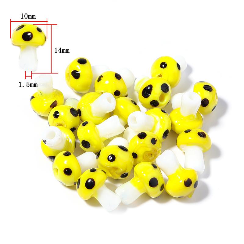 10-20Pcs 16x12mm Liuli Silica Lampwork Mushroom Beads Colourful Loose Glass Beads For Needlework DIY Jewelry Making Accessories