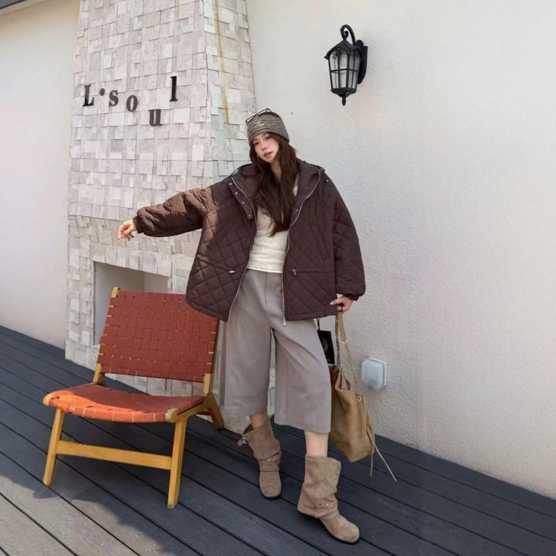 Womens Quilted Hooded Cotton Coat 2026 Loose Fitting Warm Winter Jacket With Drawstring