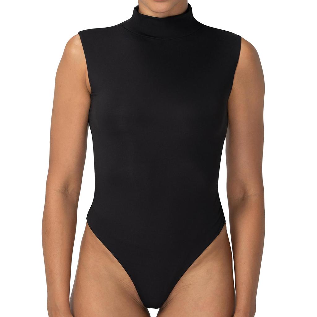 Боди без рукавов с имитацией водолазки, сексуальные топы с высоким воротом, трико с острыми краями