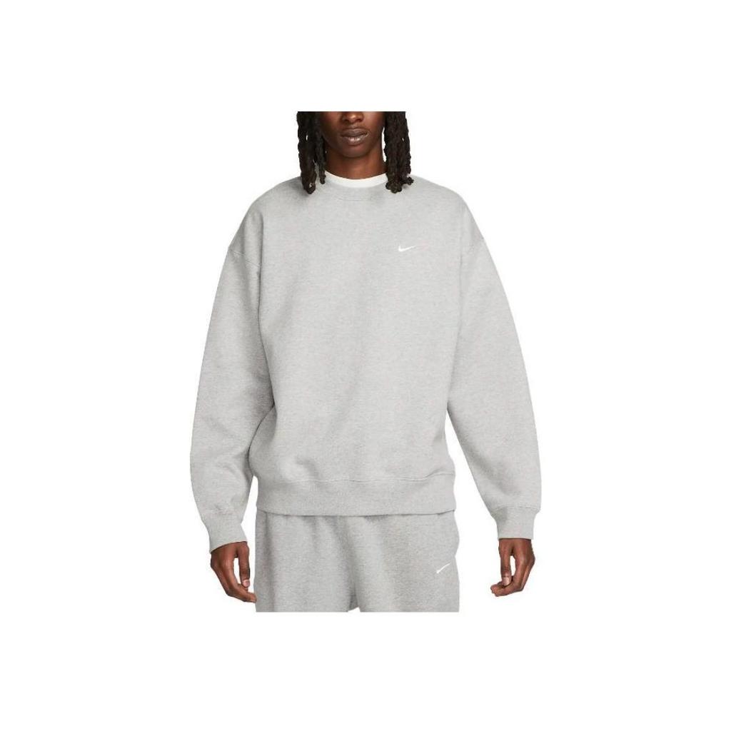 Nike Мужские топы Solo Swoosh из флиса с круглым вырезом серого цвета DX1361-063