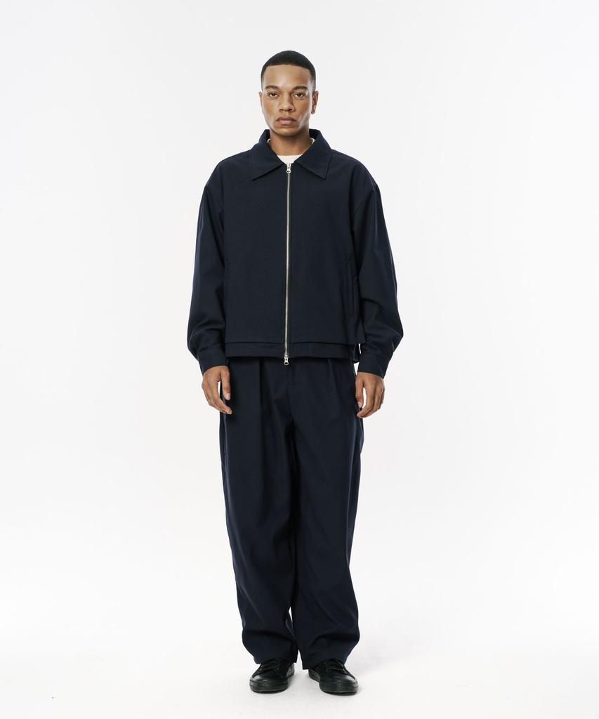 CODEMORPH Wool-Like Two-Way Zip-Up Harrington Jacket Navy
