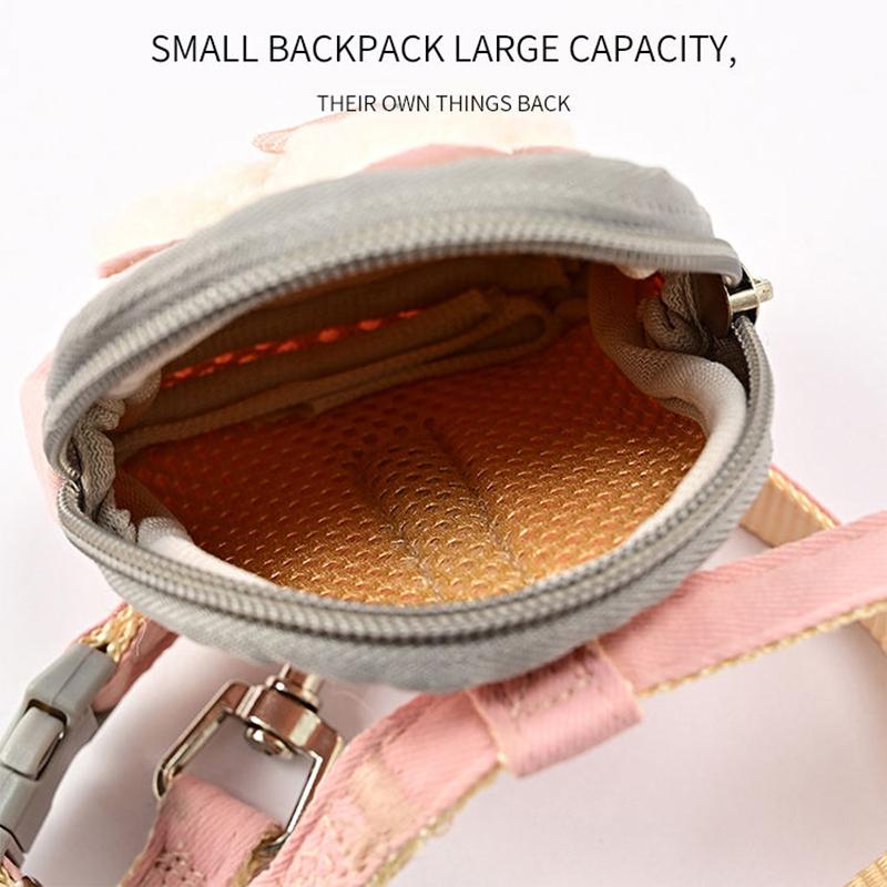 Adjustable Pet Vest-style Chest Saddle Bag Cartoon Rope Traction Dog Travel Supplies Backpack Harness Set