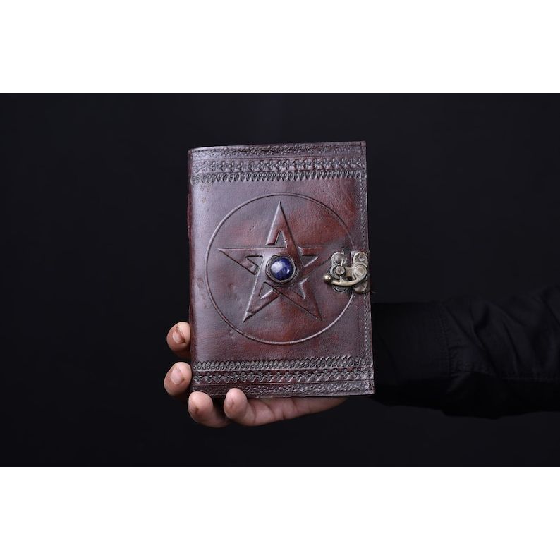 Журнал Викка из кожи ручной работы, коричневая пентаграмма, тисненая пустая книга заклинаний теней, блокнот, гримуар, книга для записей