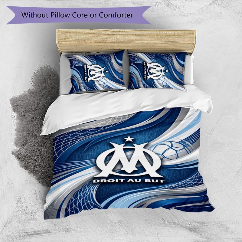 Olympique Lyonnais FC Printed 3PCS Bedding Set Breathable Duvet Cover with Pillowcases Decorative Bed Linen for Bedroom Home