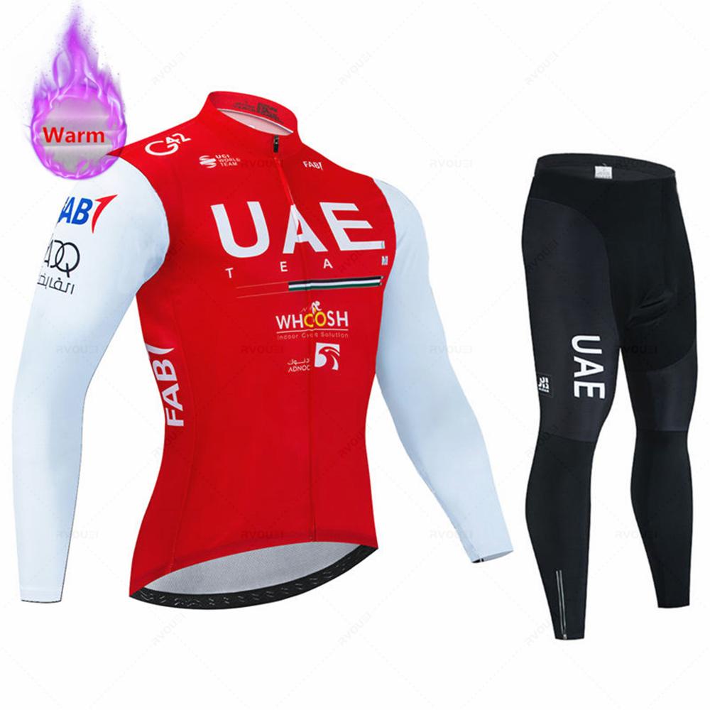 2023 Uae Team Winter Thermal Велосипедная флисовая майка комплект новая одежда для горного велосипеда Maillot Ropa Ciclismo с длинным рукавом Велосипедная одежда
