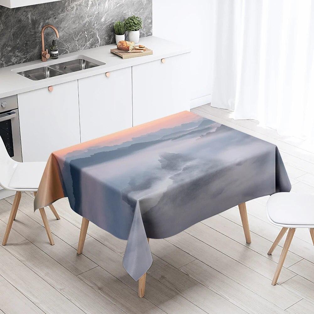 Sunset Tablecloth Natural World Landscape Stain Resistant Waterproof Rectangular Kitchen Table Home Decor