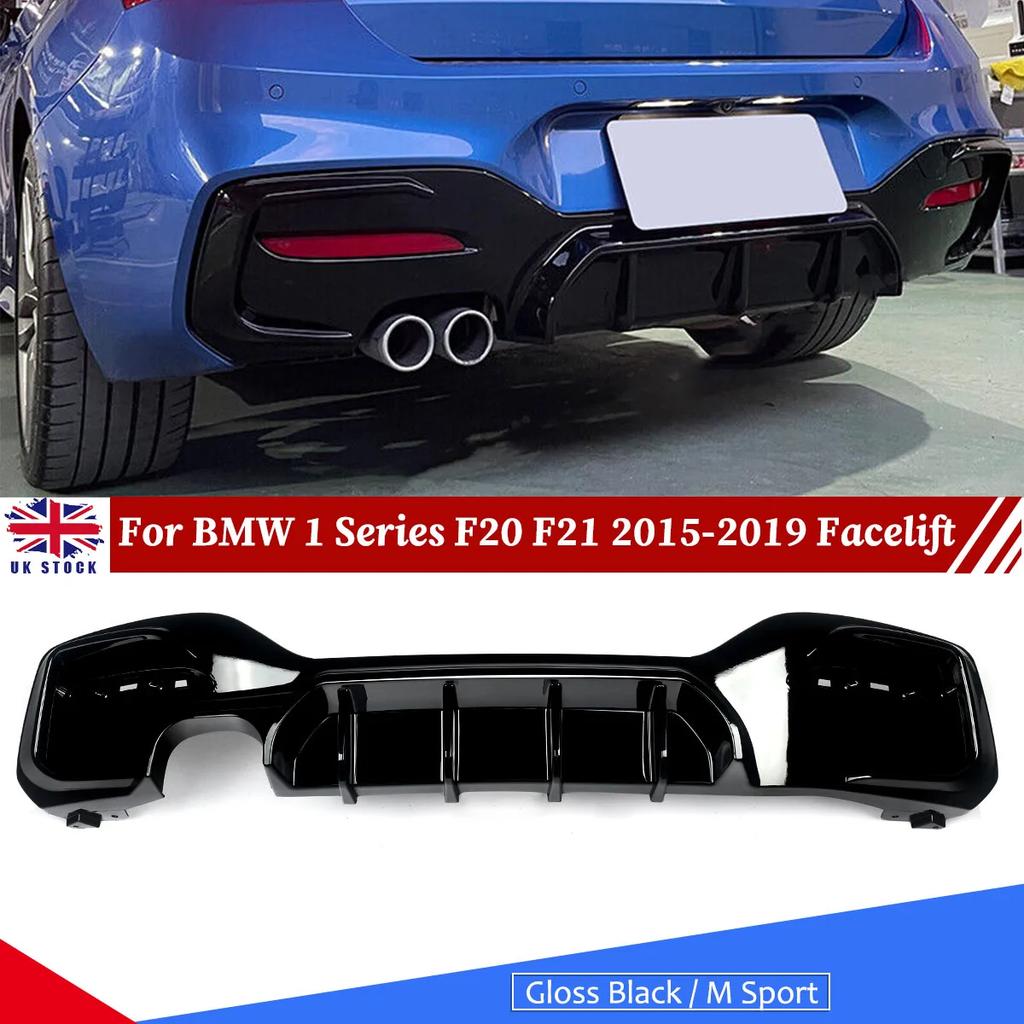 Rear Bumper Diffuser for BMW 1 Series F20 F21 M Sport 125i LCI 2015-2019 Gloss Black Rear Lip Spoiler Lip Single & Dual Exhaust FY3