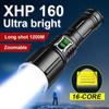 100000 Lumens XHP160 LED High Power LED Flashlight USB 18650 Recharge Lantern Zoom Hunting Camping Torch