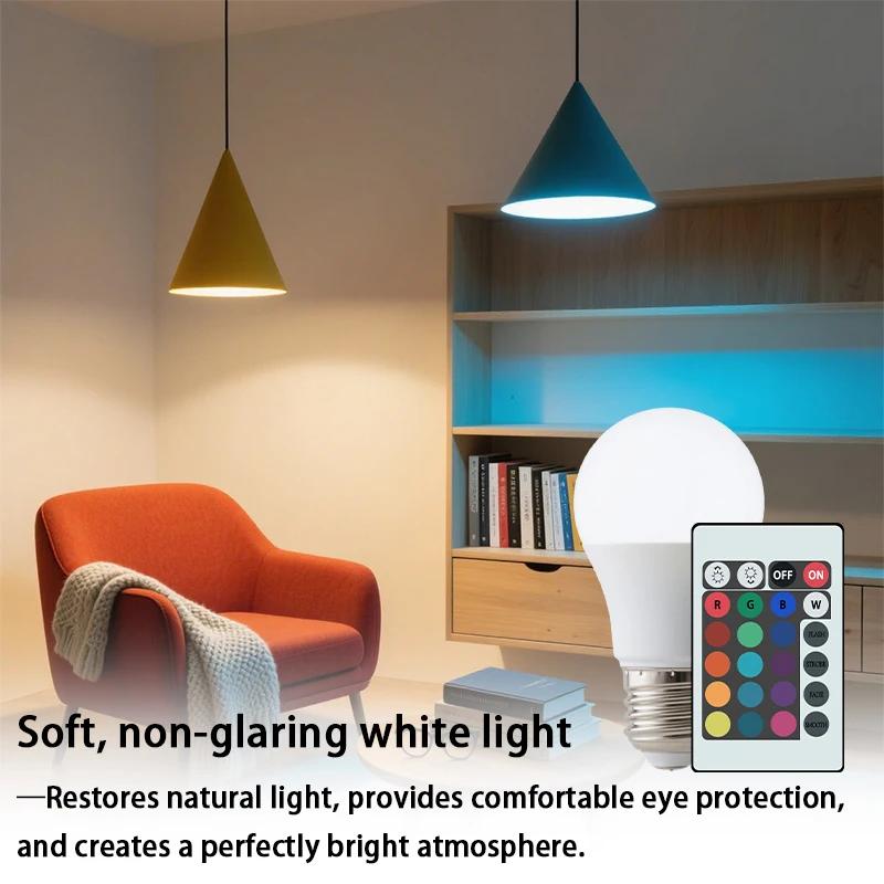 Пульт ДУ 24 кнопки Умная лампа Атмосферный свет 16 цветов RGB Лампа LED Многоцветная лампа E27 220В Бытовое освещение Диммируемая