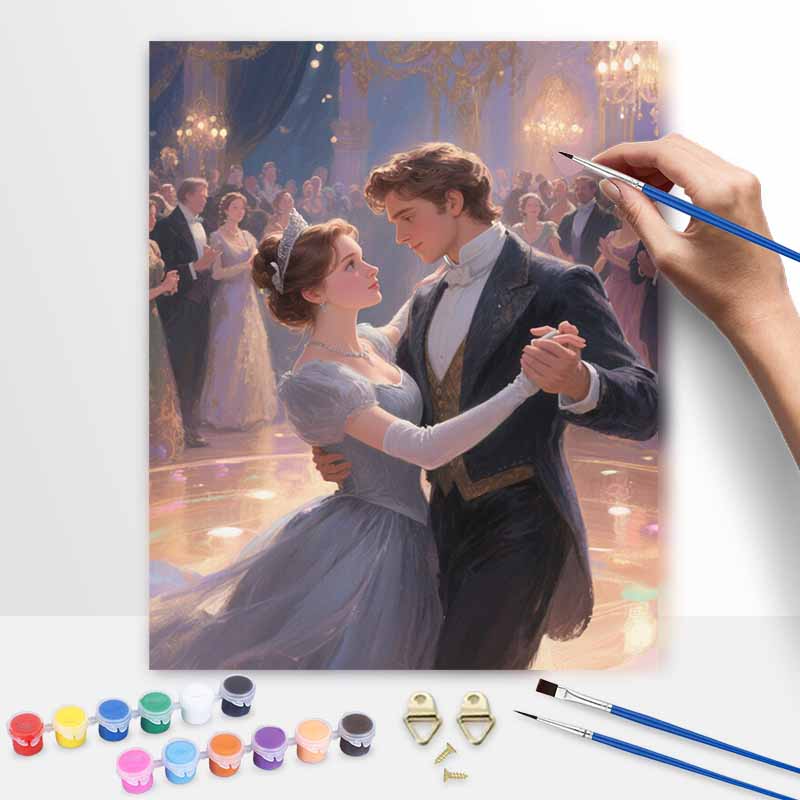 Disney Romantic Couple Ballroom Dance Digital Oil Painting Art Kit Hand Painted Home Decor