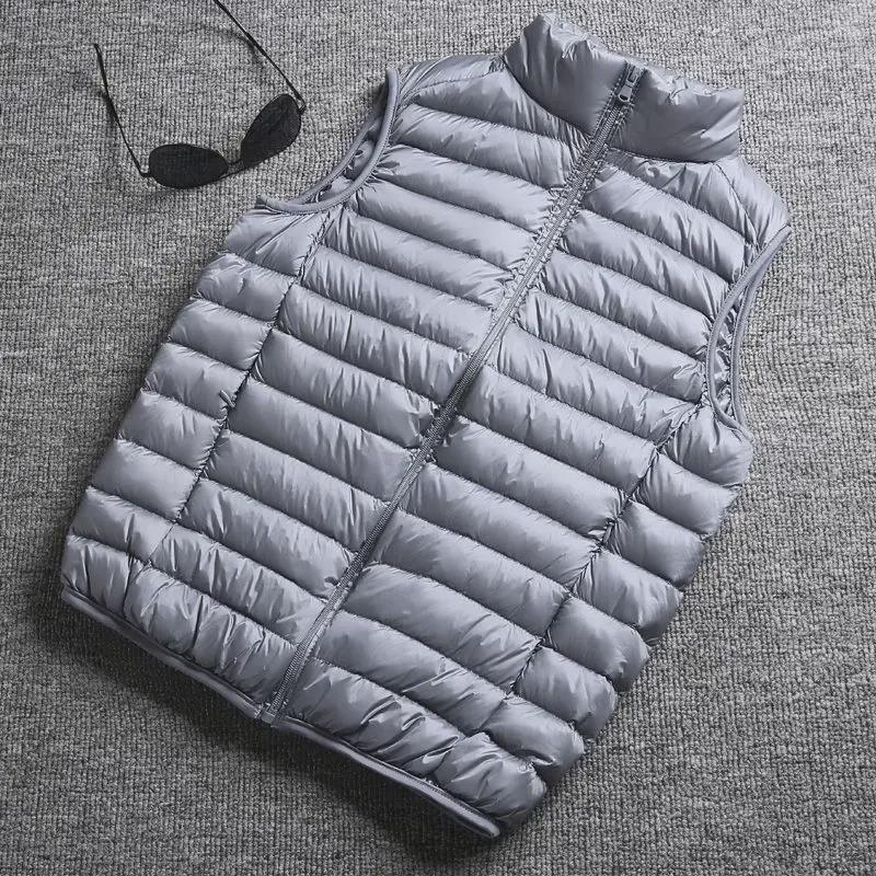 Men's Lightweight Down Cotton Vest Jacket - Large, Warm, Fashionable Stand-Up Collar