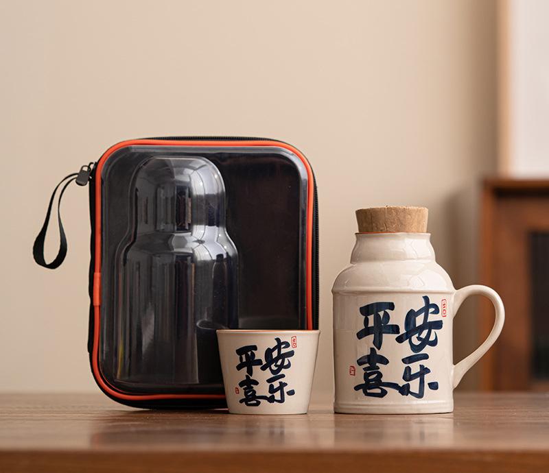 Керамические кружки с пробковой пробкой термосы с ручкой бутылка для воды большой емкости изолированная чашка для горячего чая кофе классическая посуда для напитков