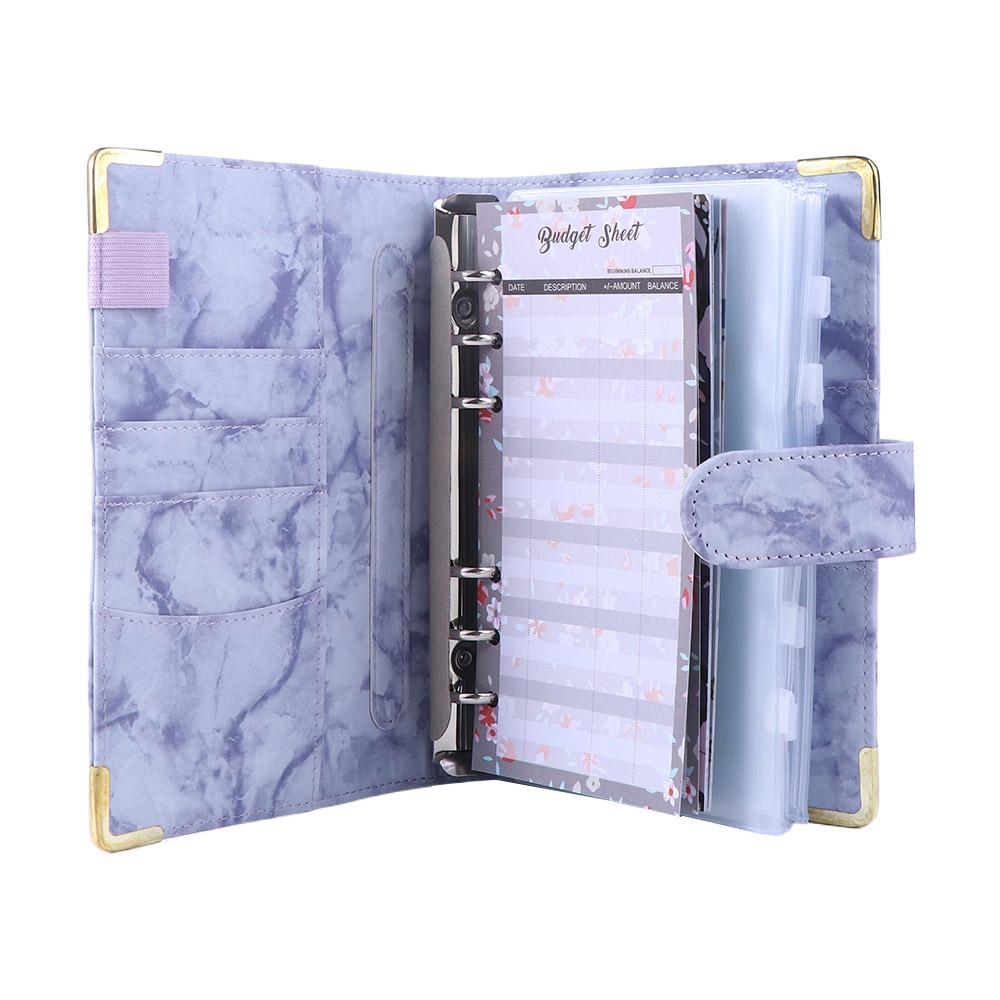 Планировщик бюджета Конверт на молнии Блокнот-биндер Мраморный планировщик бюджета Мраморный блокнот Биндер на 6 кольцах