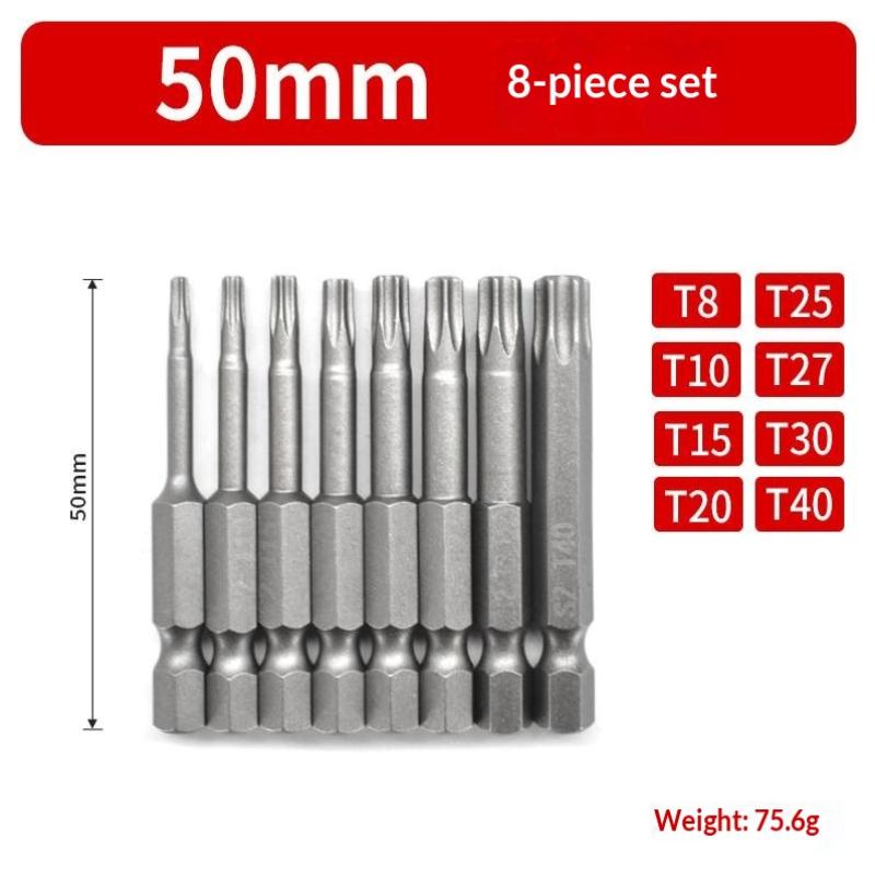 Магнитный набор бит Torx со звездочкой, 8 шт., длина 50 мм 100 мм 150 мм, подходит для дрели-шуруповерта с шестигранным хвостовиком 1/4 дюйма