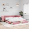 VidaXL Daybed with Trundle and Drawers Pink 100x200 Cm Velvet 3196749