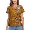 Gustav Klimt T Shirt The Kiss Hip Hop T-Shirts Women V Neck Basic Tops 2024 Beach Short Sleeve Pattern Clothes