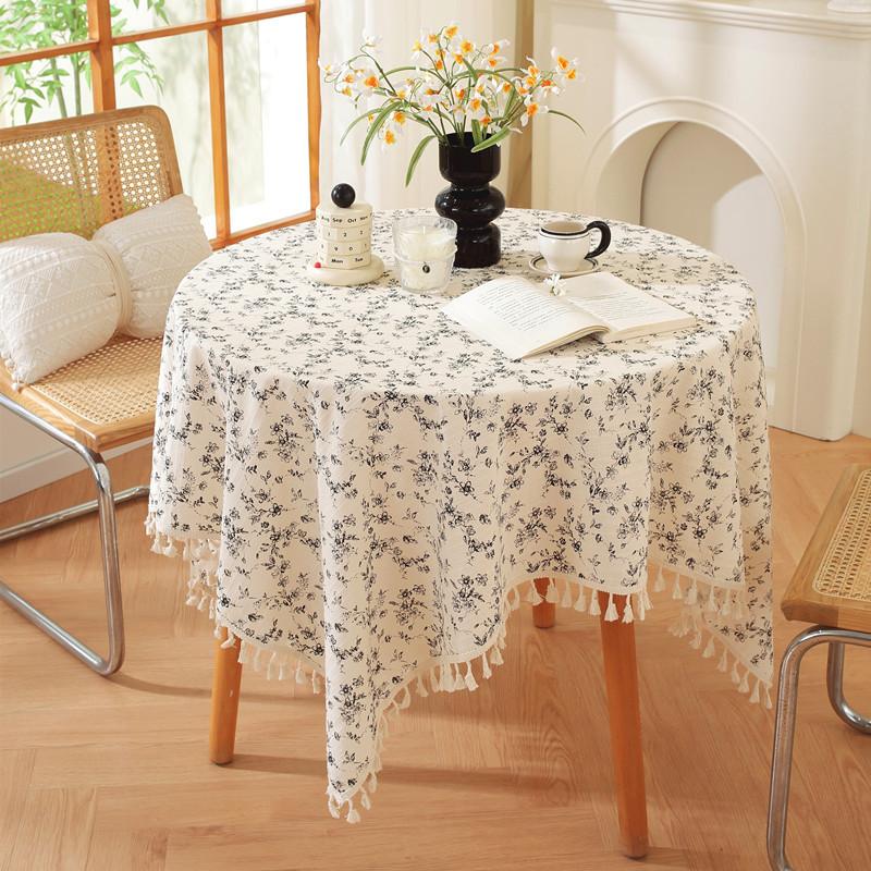 Pastoral Small Fresh Cotton Jacquard Print Cream Wind Flower Rectangular Tablecloth Coffee Table Dining Table Cloth Cover Towel Ins