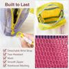 Small Mesh Beach Pouch Clear Cosmetic Bag with Detachable Wrist Strap Travel Organizer for Sunscreen Keys Cables