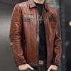 Осенне-зимняя кожаная куртка, красивая трендовая мотоциклетная одежда, универсальная кожаная куртка с лацканами, мужская одежда