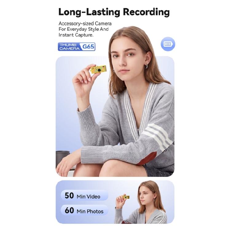 Mini Camera G65 Small Thumb Size Body With Lanyard 1080P Full 720p Video Recording Creative Filters Fill Light Type C Port For Charging File Transfer
