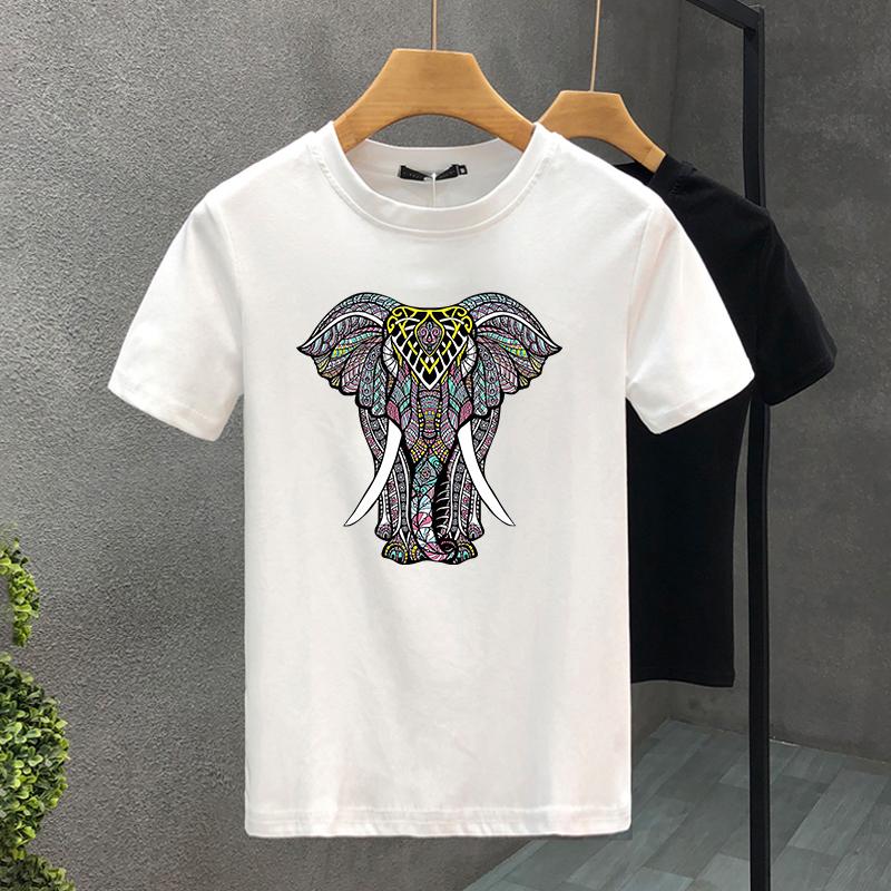 2yk Luxury Brand Design For Men's T-shirt Cotton High Quality Elephant Printing Summer Tees Brand Tops Unisex Oversized S-7XL