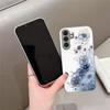 New Electroplated Silver Phone Case For Samsung Galaxy S26 S25 S24 S23 Ultra Featuring Soft Blue Gradient Gold Floral Pattern