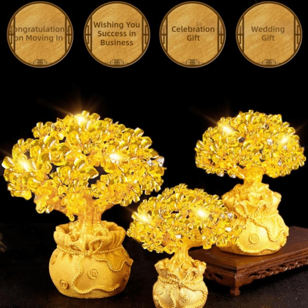 Feng Shui Lucky Money Tree Chinese Style Fortune Ornament Natural Crystal Wealth Tree Home Decor