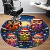 1pc Christmas Owls Office Round Area Rug, Indoor Mat Suitable ForOffice, Under Office Chairs Bedroom Living Room Home Decor, Room Decot171