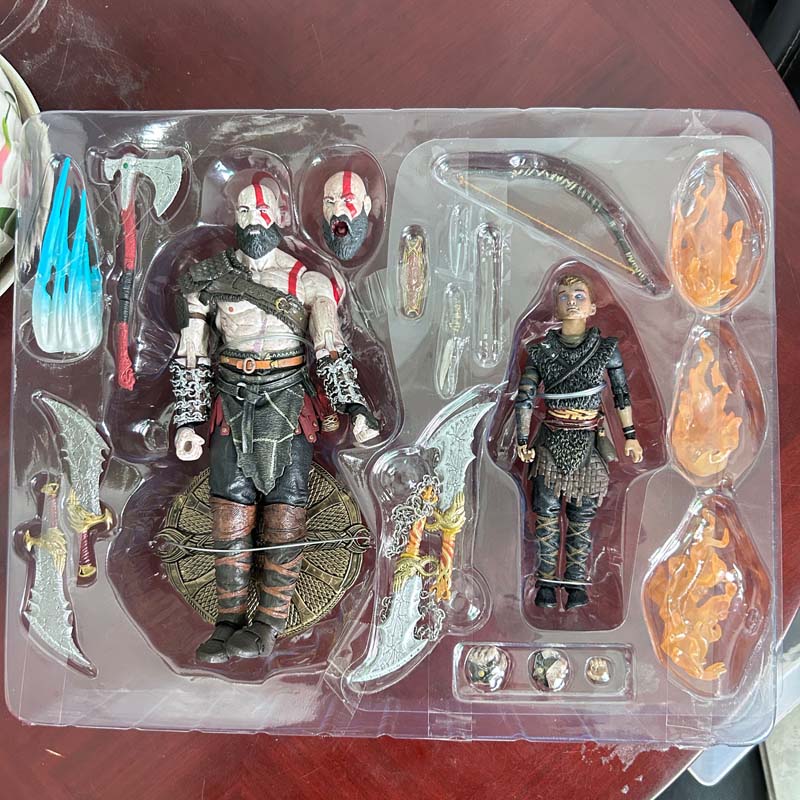 NECA Фигурка Бога Войны Кратос Атрей Призрак Спарты с Топором Мечом Щитом Лука и Стрелами Коллекционная Модель Игрушки Подарок