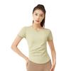 New Summer Running V-neck Yoga T Shirt Female Short sleeved Naked Quick drying Fitness Pleated Sports Top for Women