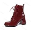 2025 New Autumn Winter Women Pumps Boots High Quality Lace-up Sexy Ladies Shoes PU Leather Platform High Heels Botas De Mujer