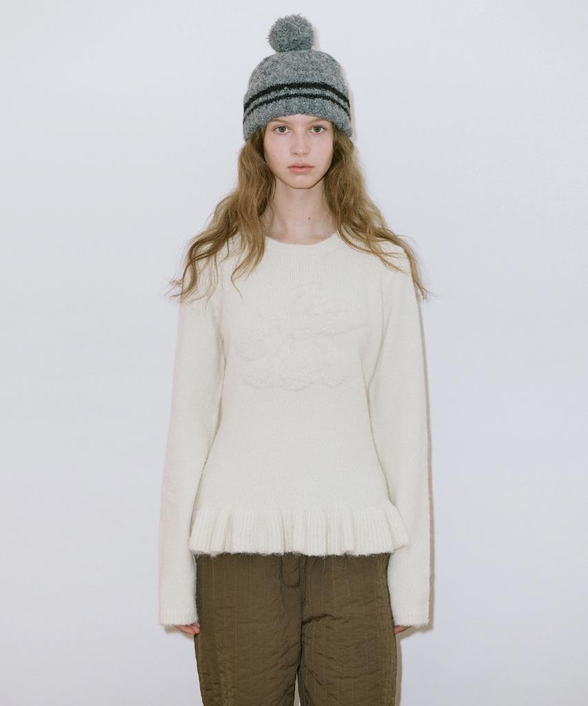 SINOON Berry Frill Pullover Knit (Ivory)
