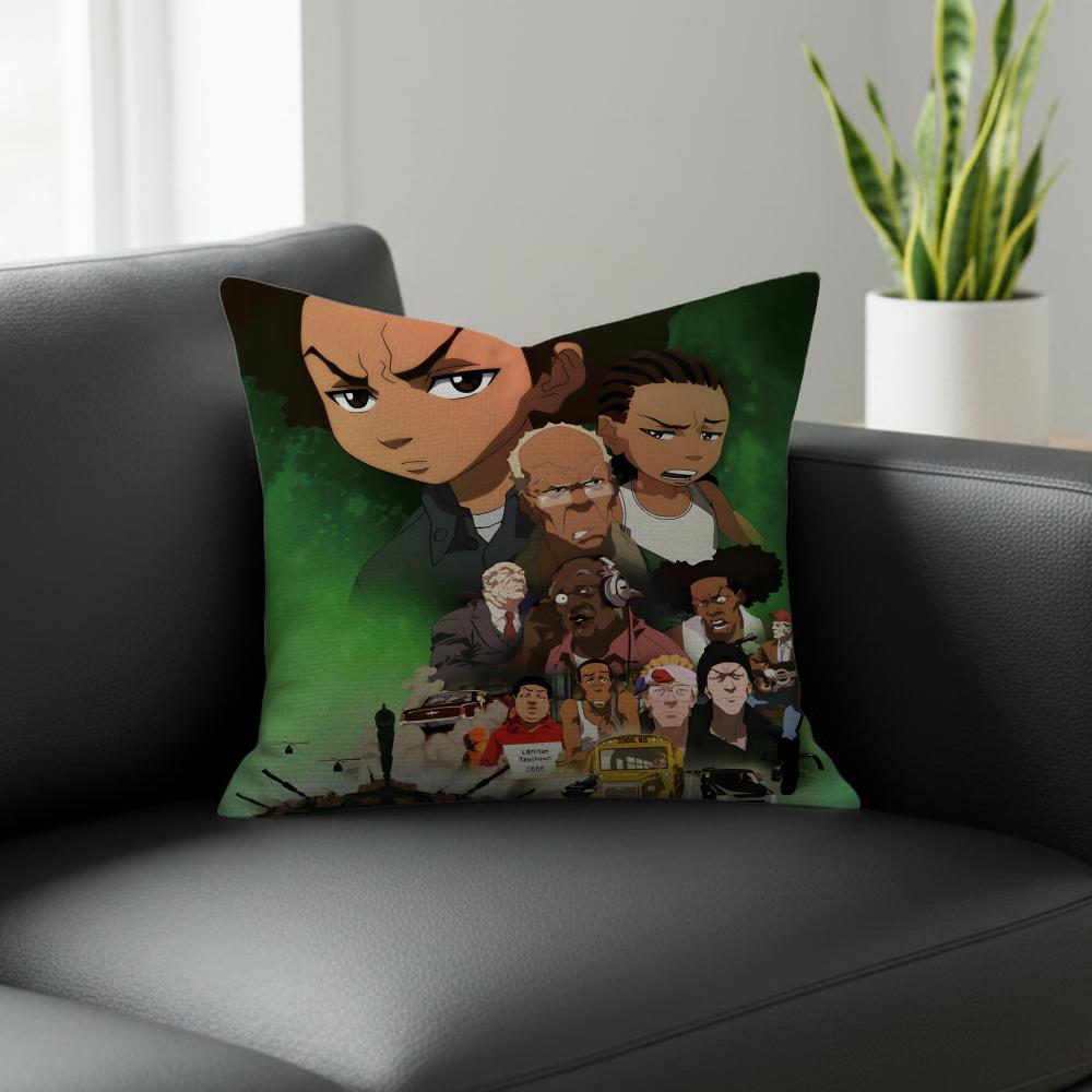 Cartoon The Boondocks Cushion Cover Natural Linen Pillowcase Set AllinOne Decor for Sofa Bedroom Chair