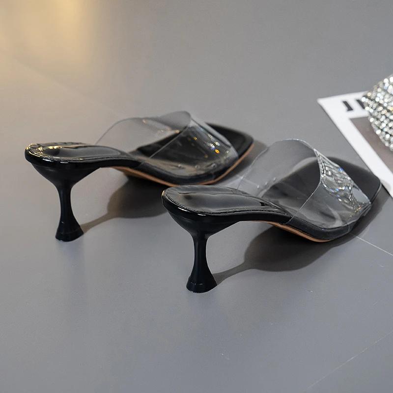 Summer Pumps Sandals PVC Jelly Slippers Open Toe High Heels Women Transparent Perspex Shoes Heel Clear