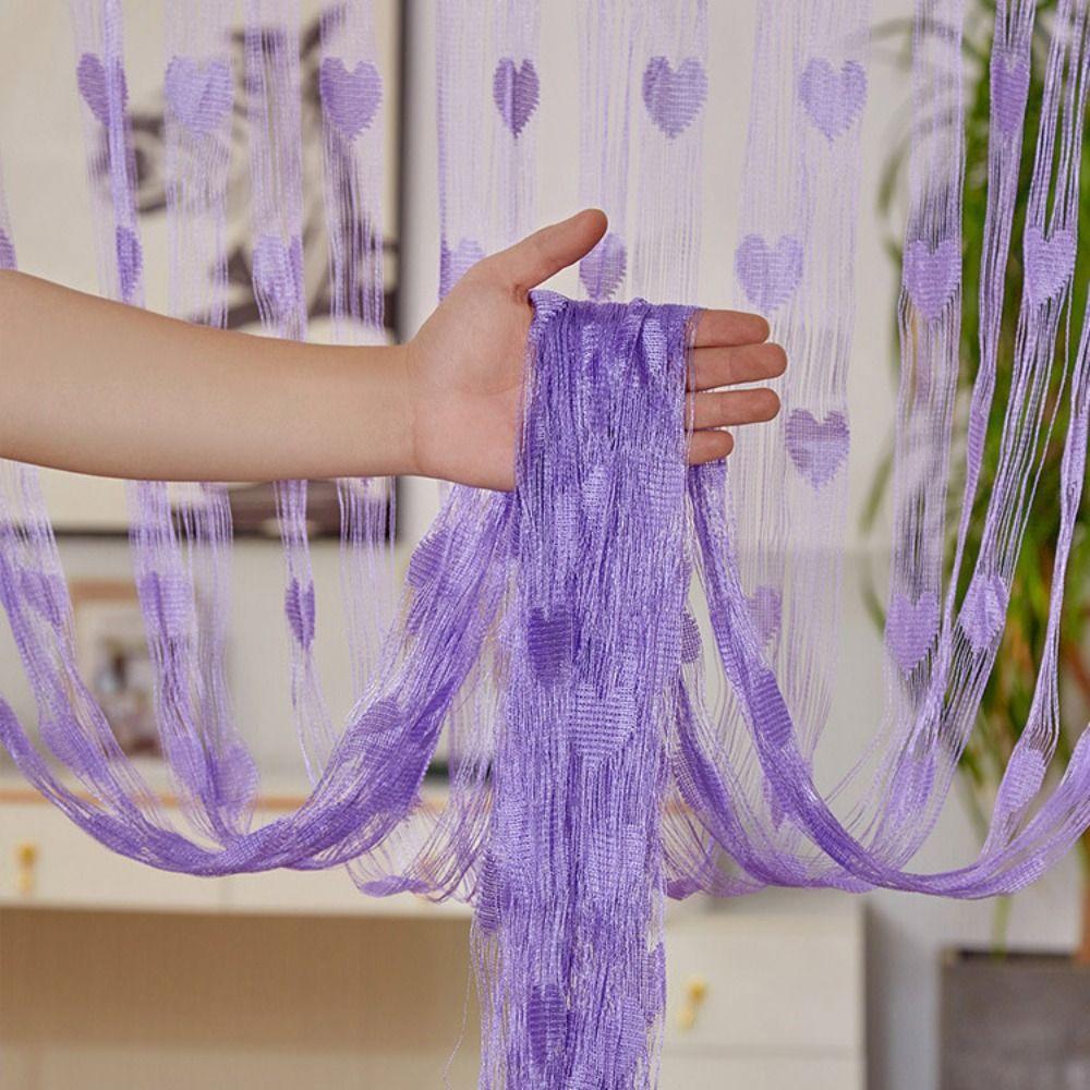 Solid Color Door Curtain Room Divider Tassel Curtain Retro Love Heart String Curtain Home Decor