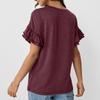 Женская летняя футболка с коротким рукавом-рюшем, с круглым вырезом, однотонная, пуловер, топ