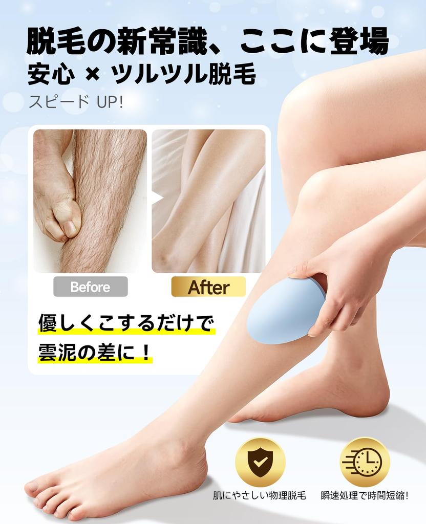 [SILVLF] Painless Hair Removal Device, Exfoliating Nano Glass, Palm-Sized, Lightweight (Blue)